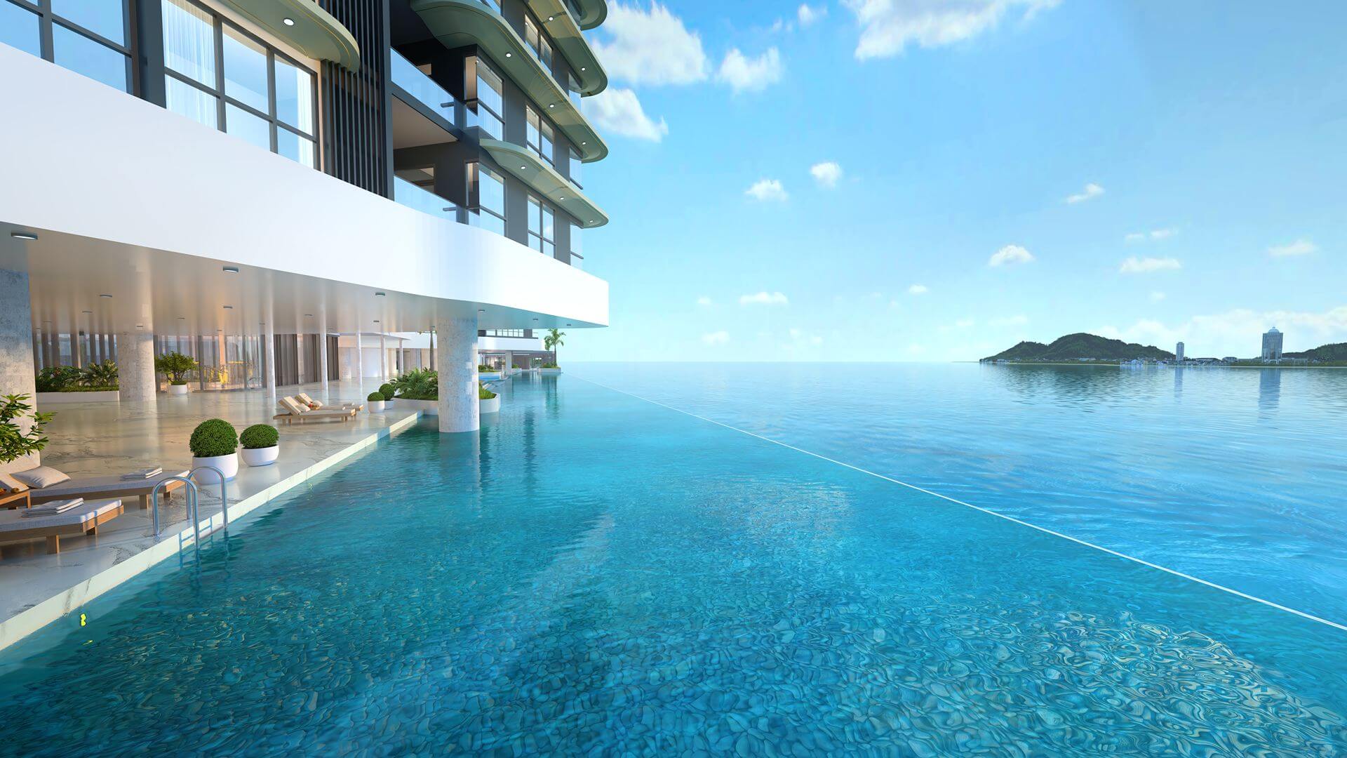 100m infinity pool at The V in Likas