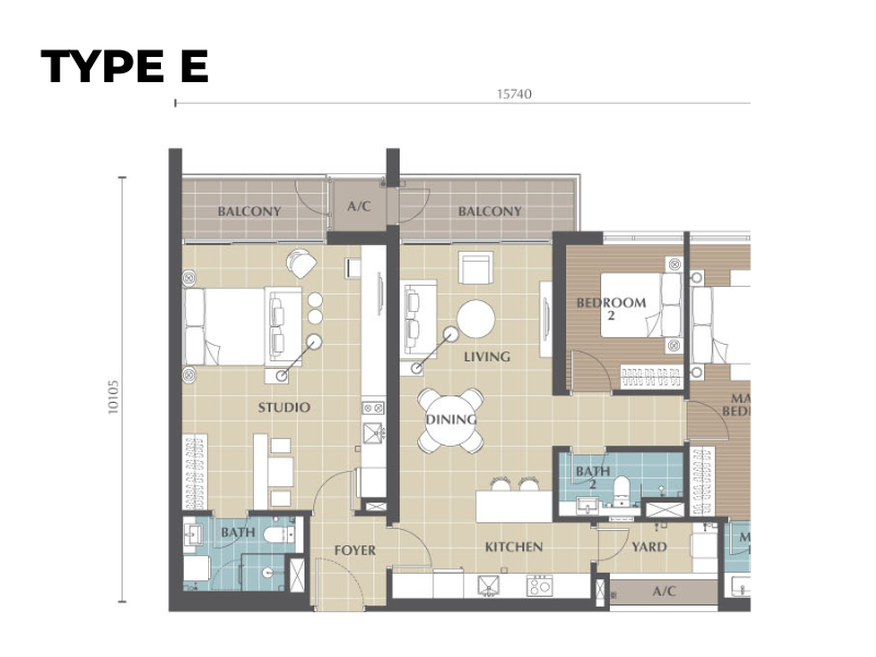 Jesselton Twin Towers Type E floor plan
