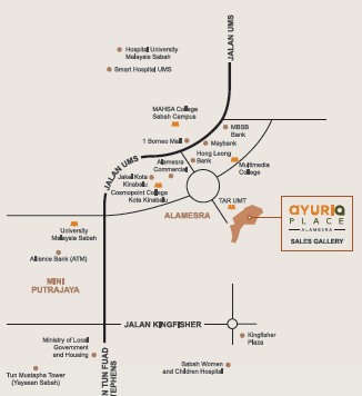 Brochure location map for Kayana Heights at Ayuria Place, Alamesra